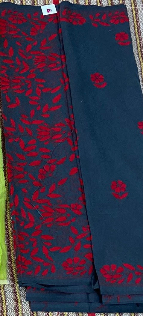 Chanderi Kantha Stitch - Black
