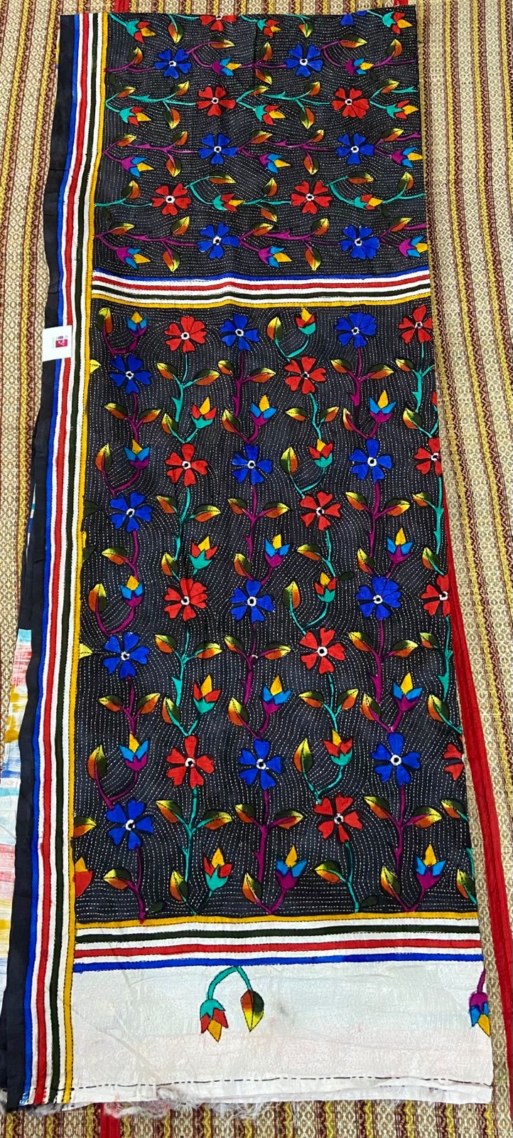 Dupion Silk Kantha Stitch - Half n Half