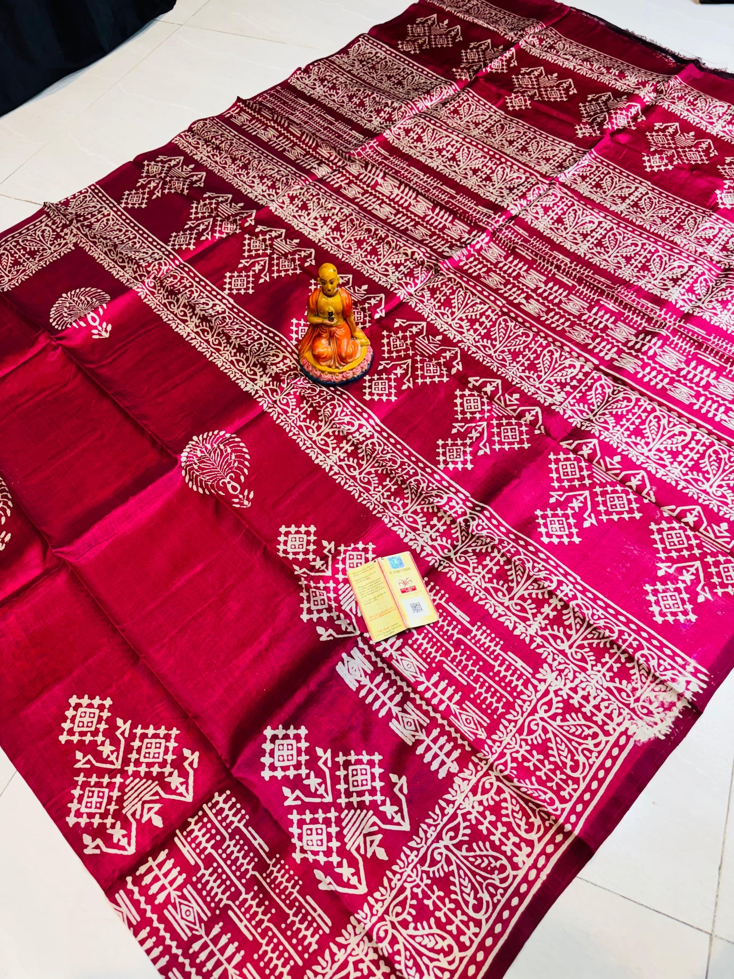 Bishnupuri Silk Handblock - Red