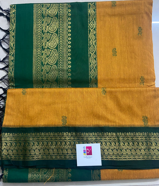 Silk Cotton Gadwal - Golden Yellow and Green