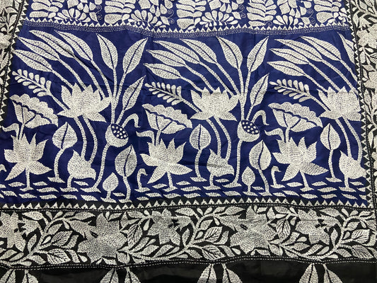 Pure Silk Kantha - Blue
