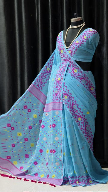 Jamdani - Powder Blue Multicolor
