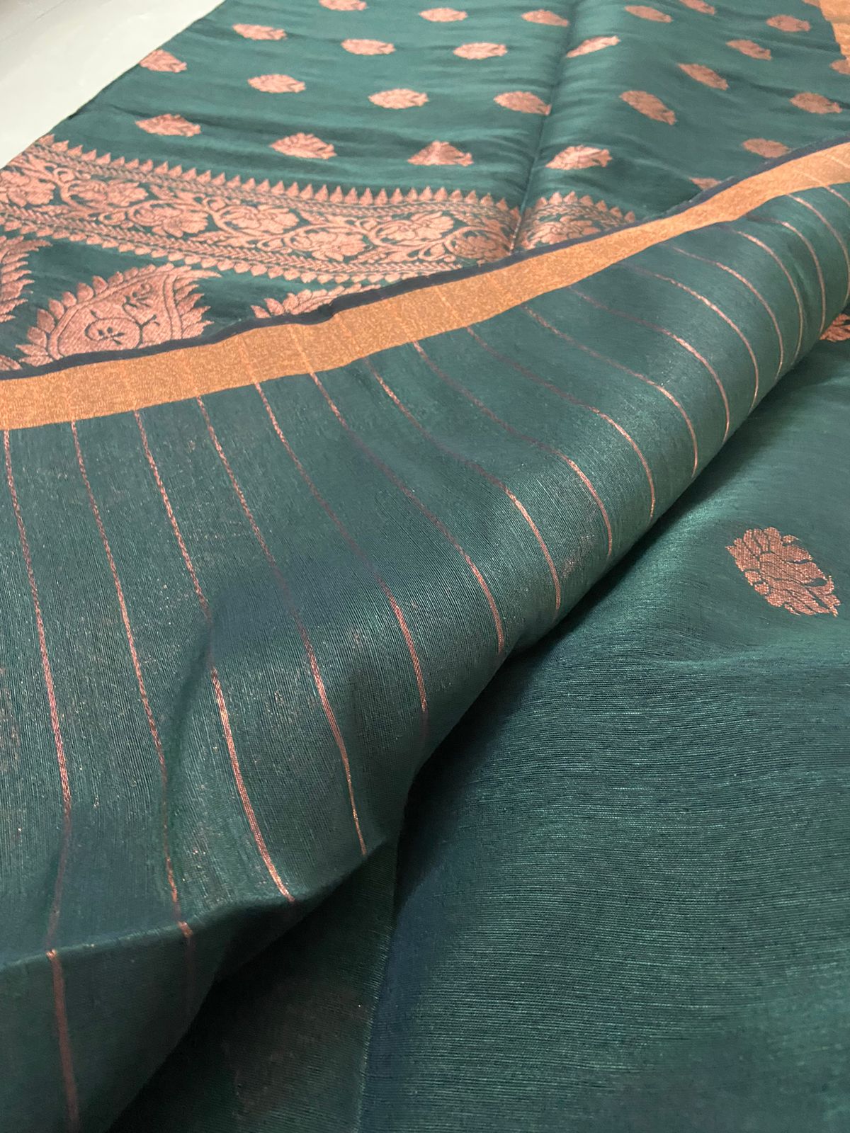 Linen - Bottle Green and Rose Gold