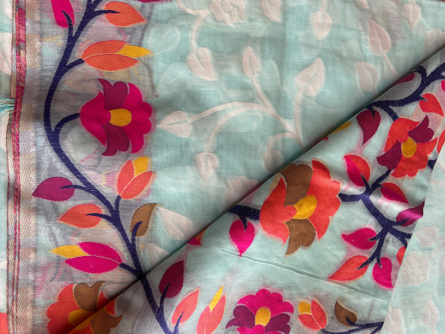 Jamdani - Powder Blue with multi colored border