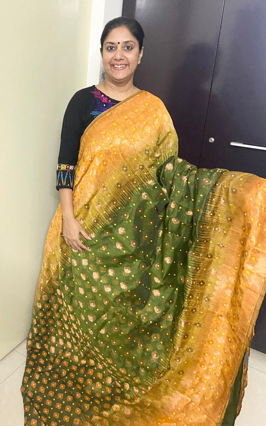 Jamdani Benarasi - Mehendi Green