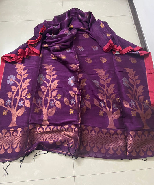 Linen - Purple and Red