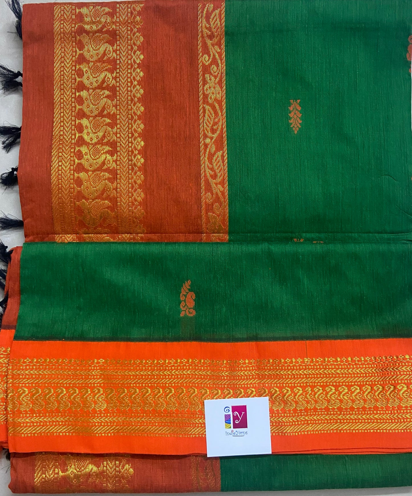 Silk Cotton Gadwal - Green and Orange