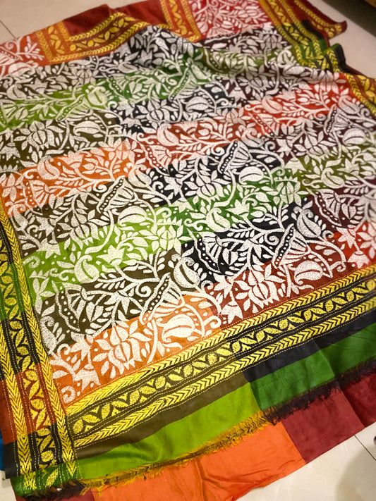 Pure Silk Kantha - Multi