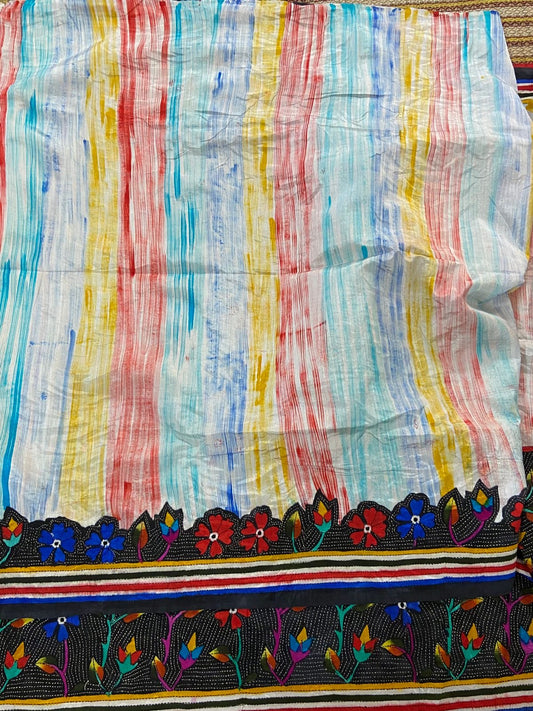 Dupion Silk Kantha Stitch - Half n Half