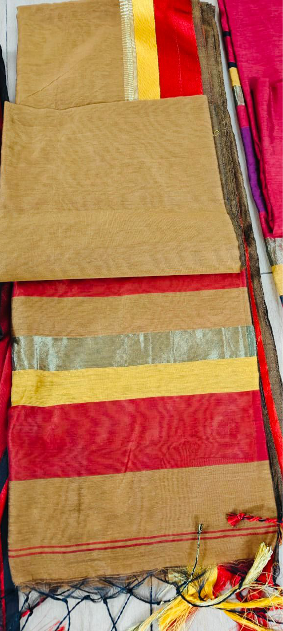 (Copy) Silk Cotton Maheshwari - Brown