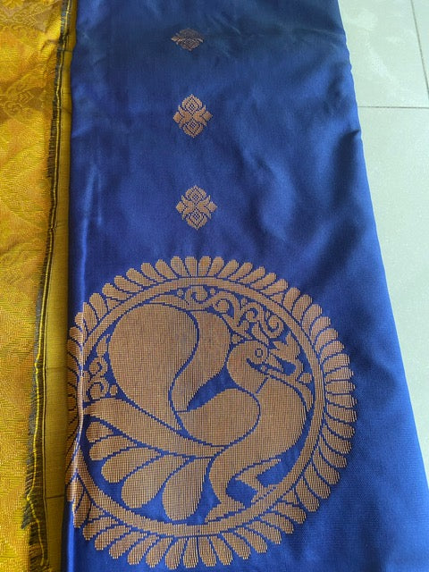 Soft Silk - Navy Blue and Mustard Yellow