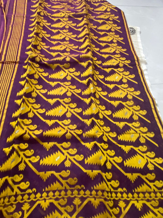 Jamdani - Purple and Yellow