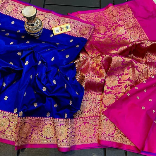 Silk - Maheshwari Benarasi - Navy Blue