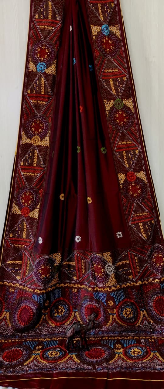 Dupion Silk Lambani - Maroon