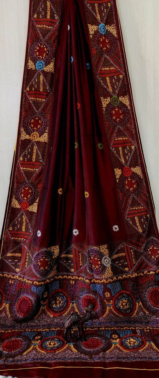 Dupion Silk Lambani - Maroon