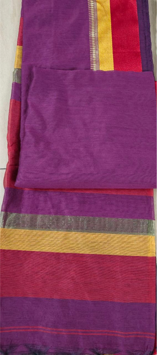 Silk Cotton Maheshwari - Purple