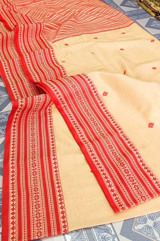 Khadi Cotton Designer - Grey and Red