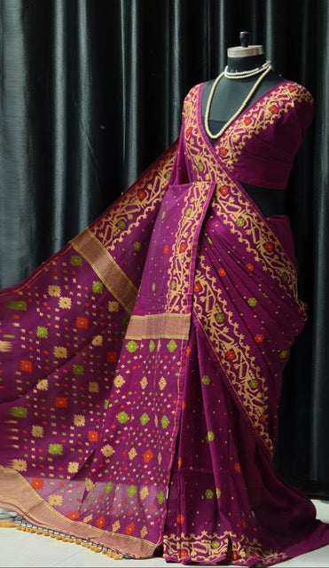 Jamdani - Wine Multicolor