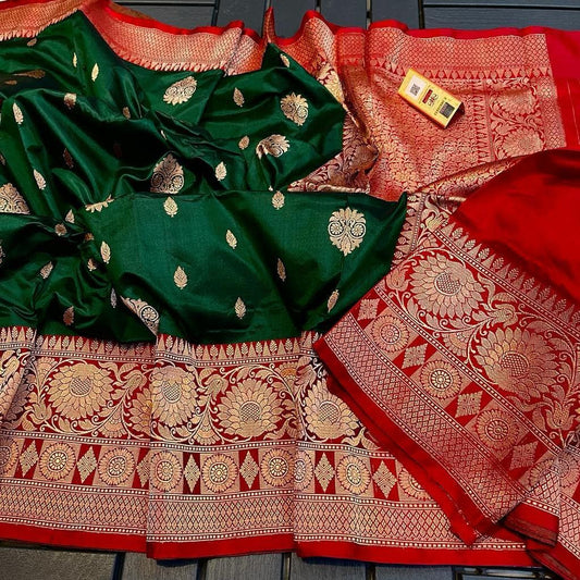 Silk - Maheshwari Benarasi - Bottle Green