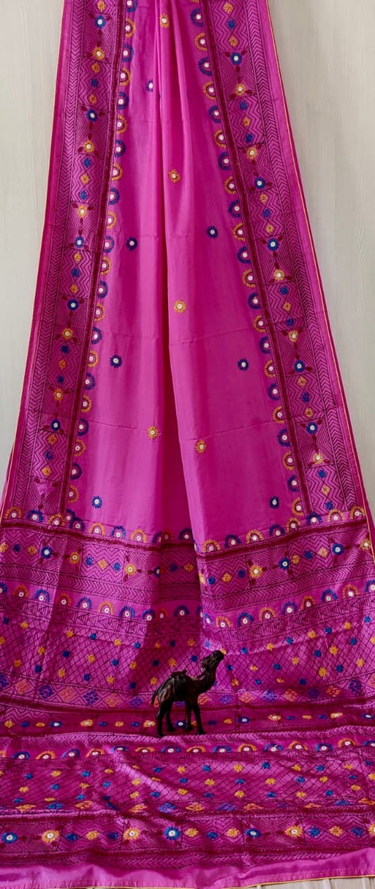 Dupion Silk Lambani - Fuschia