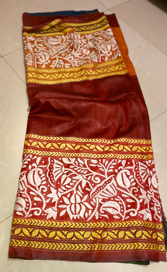 Pure Silk Kantha - Multi