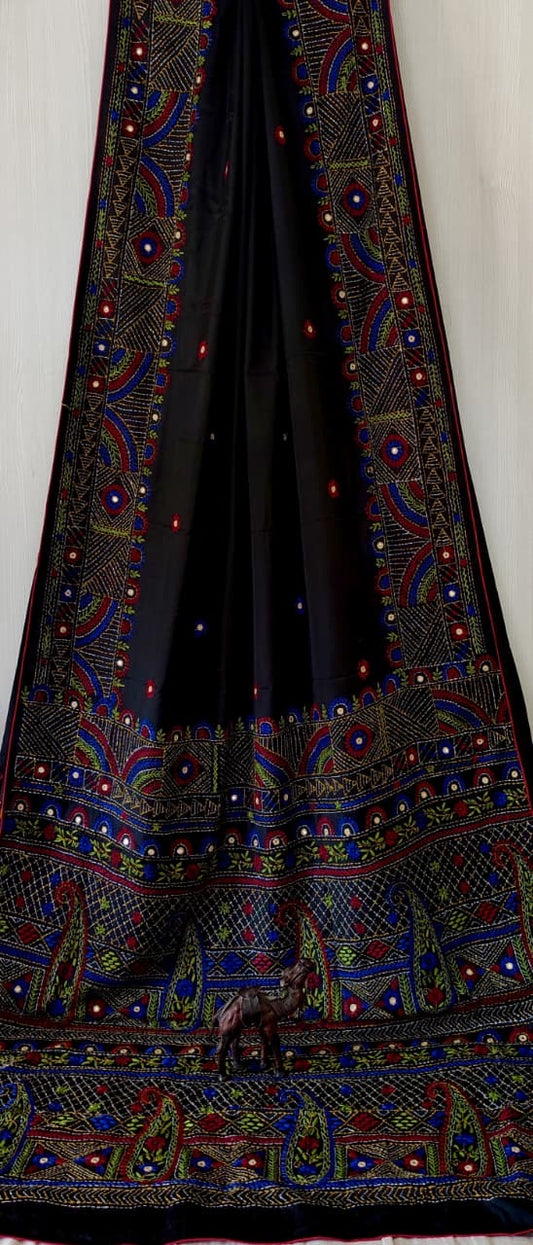 Dupion Silk Lambani - Black