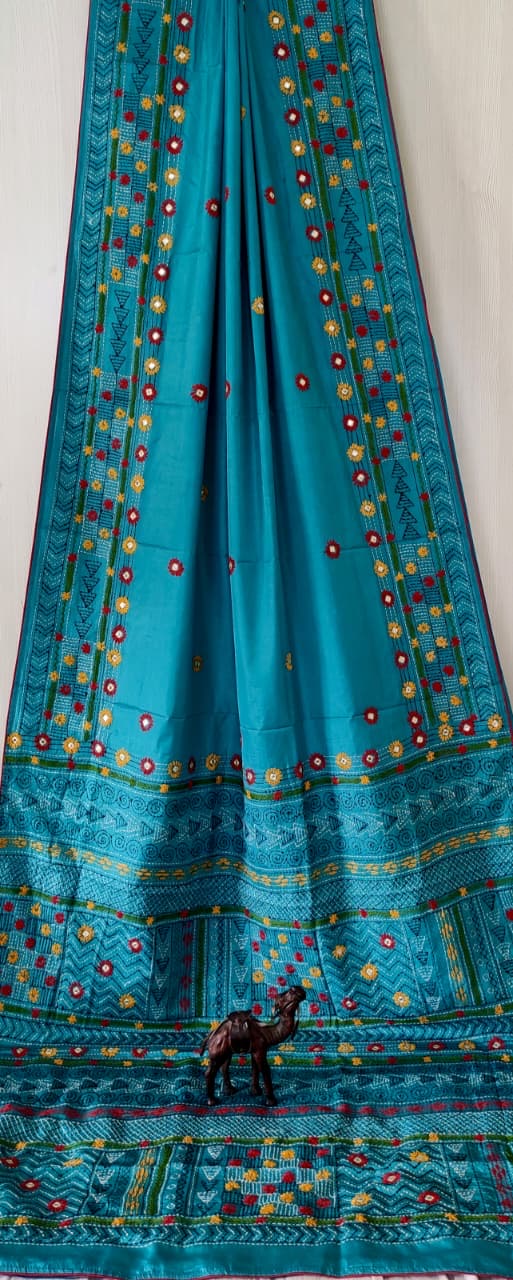 Dupion Silk Lambani - Turquoise