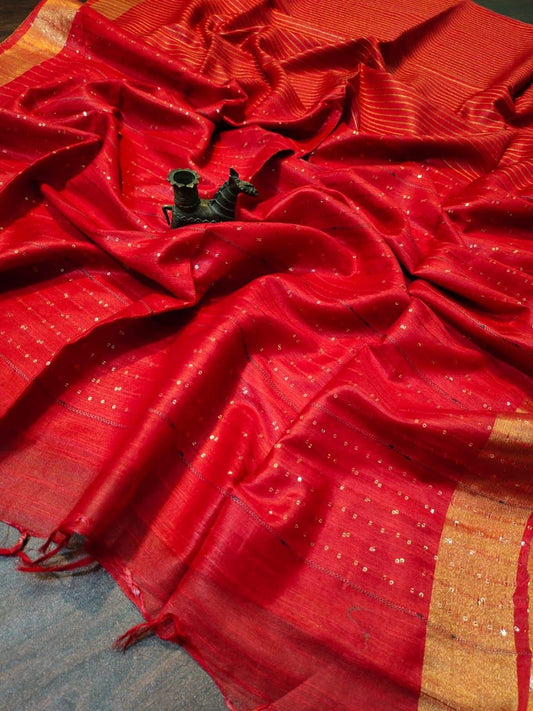 Silk Cotton - Sequin Work - Red