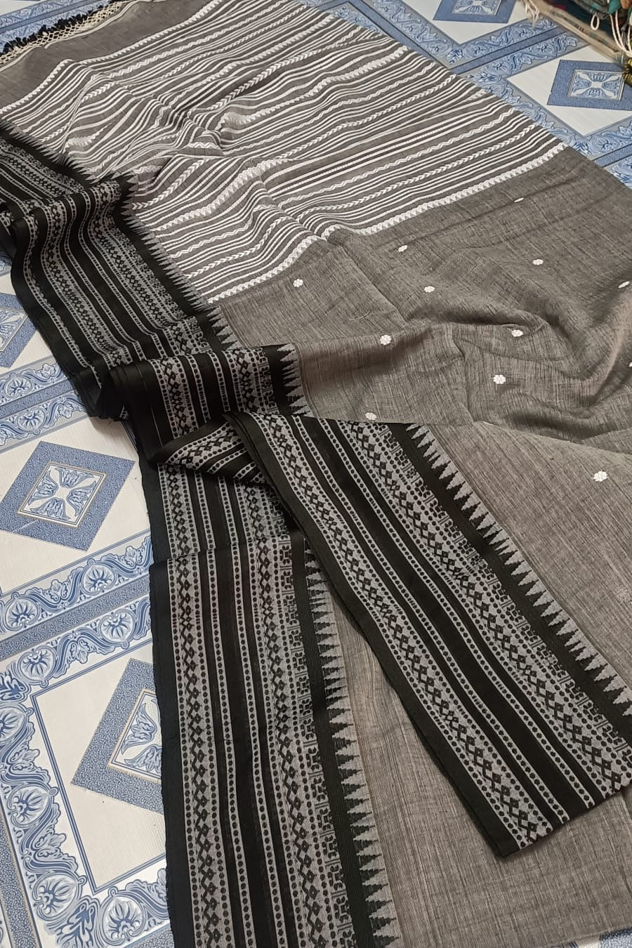 (Copy) Khadi Cotton Designer - Black and  Grey