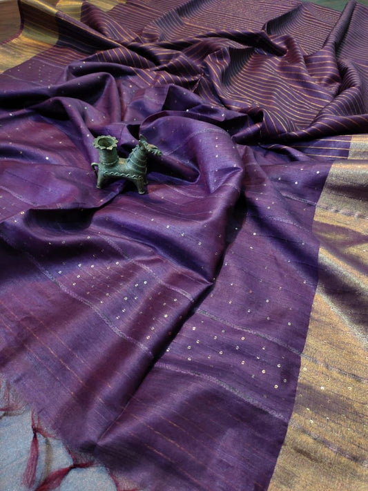 Silk Cotton - Sequin Work - Purple