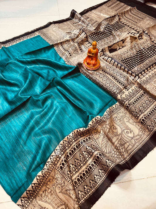 Ghicha Tussar - Turquoise