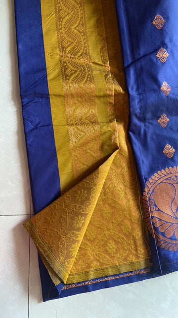 Soft Silk - Navy Blue and Mustard Yellow