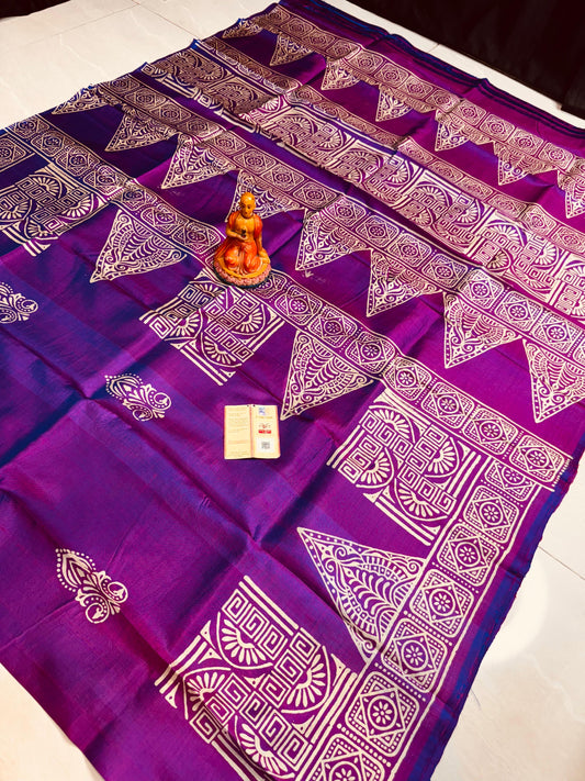 Bishnupuri Silk Handblock - Purple