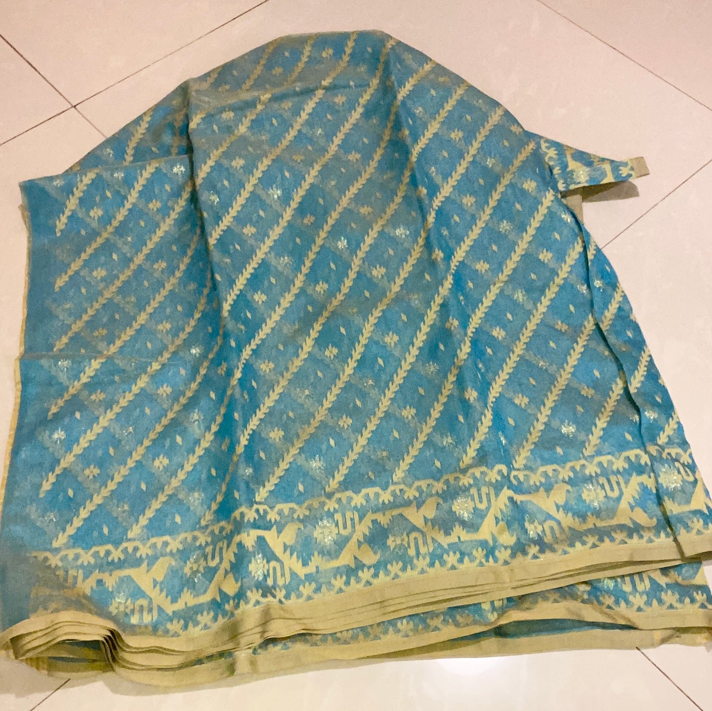 Jamdani - Turqoise and Beige