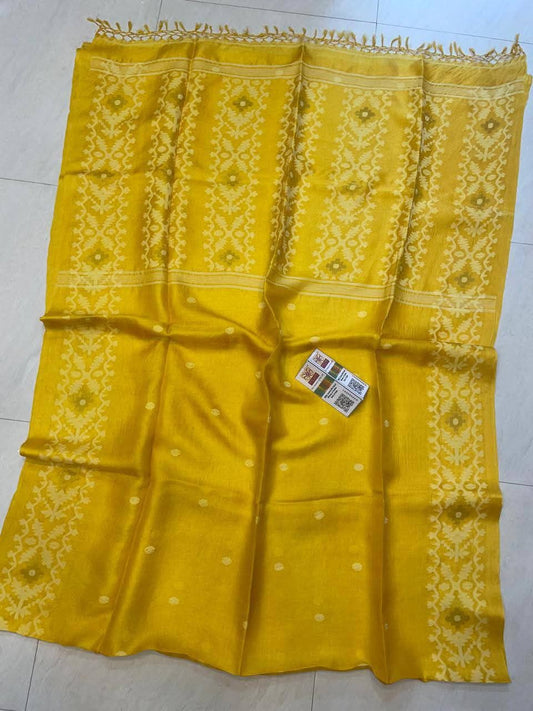 Gachhi Tussar Jamdani - Yellow