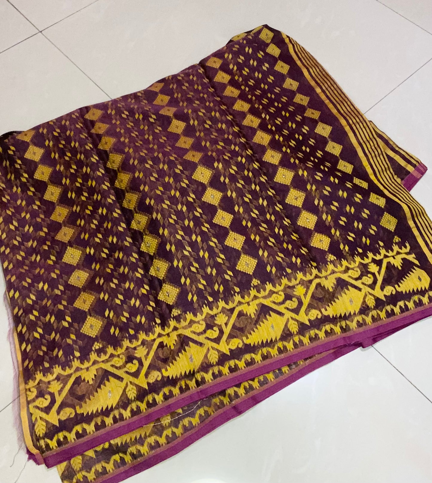 Jamdani - Purple and Yellow