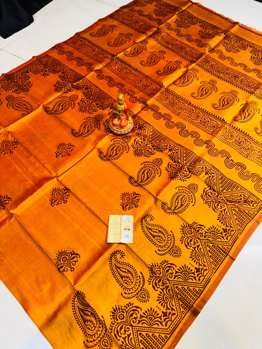 Bishnupuri Silk Handblock - Yellow