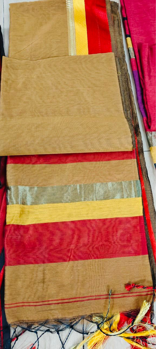 (Copy) Silk Cotton Maheshwari - Brown