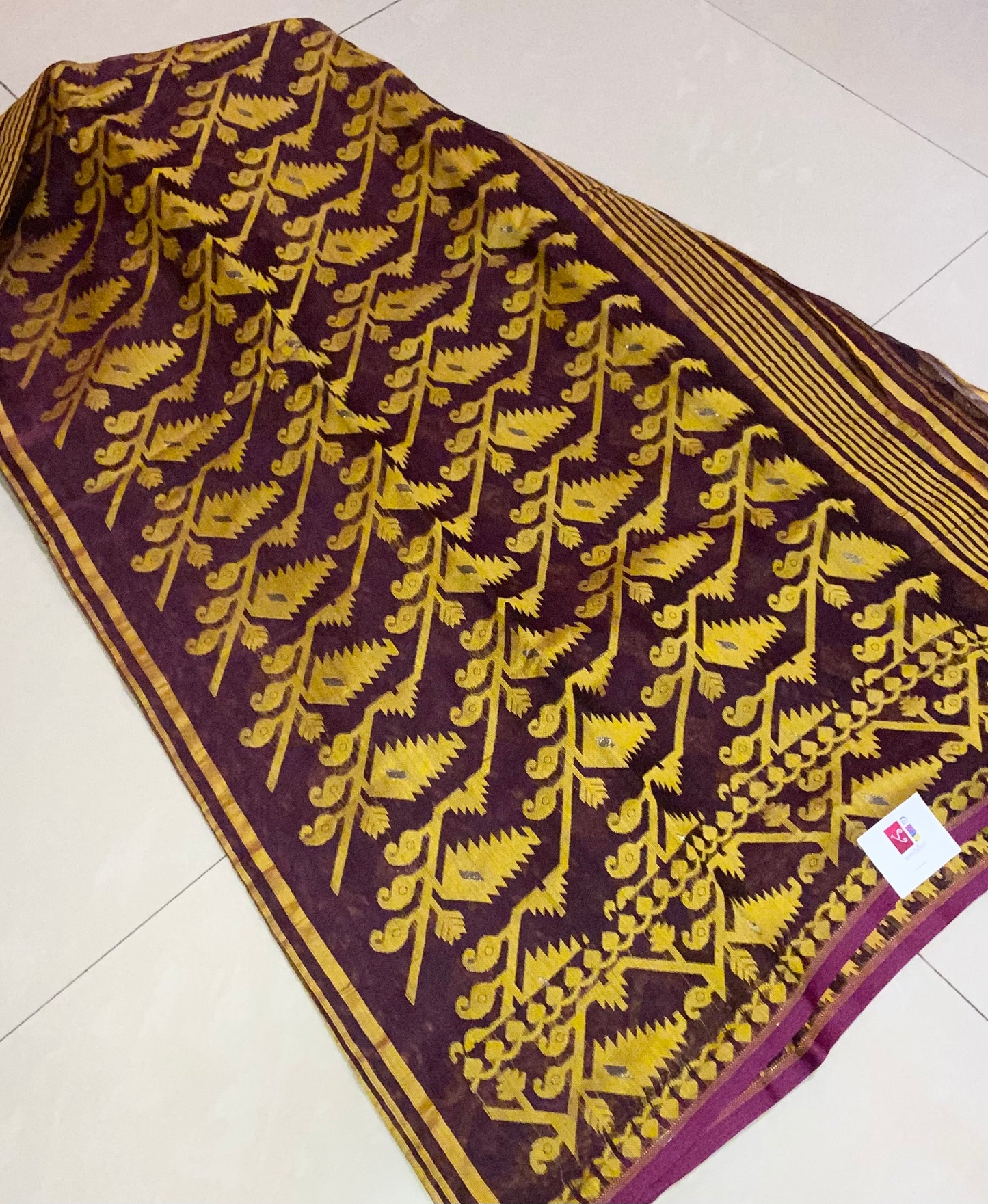Jamdani - Purple and Yellow