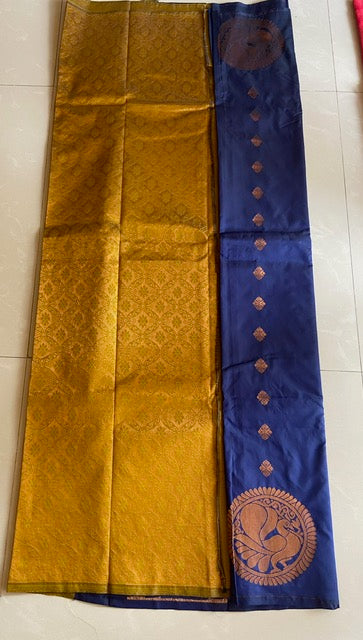 Soft Silk - Navy Blue and Mustard Yellow