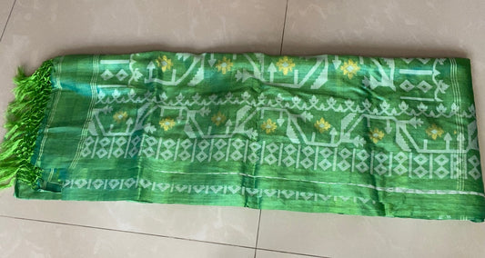 Pure Gachhi Tussar Jamdani - Green Dual Tone