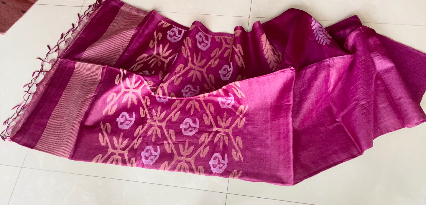 Pure Gachhi Tussar Jamdani - Purple
