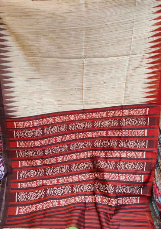 Khadi Ghicha Tussar - Red and Brown