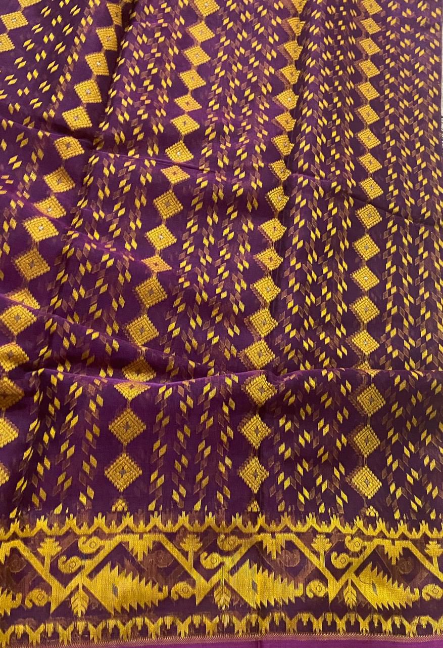 Jamdani - Purple and Yellow