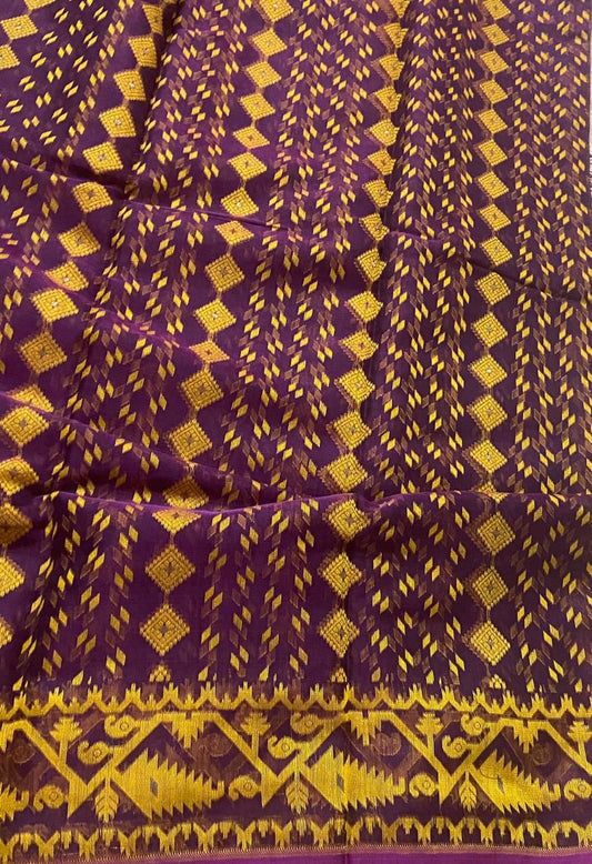 Jamdani - Purple and Yellow