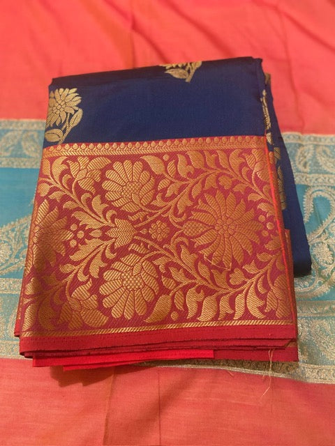 Silk - Maheshwari Benarasi - Navy Blue -2