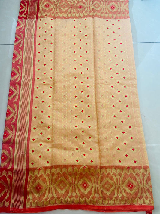 Jamdani - Offwhite and Red