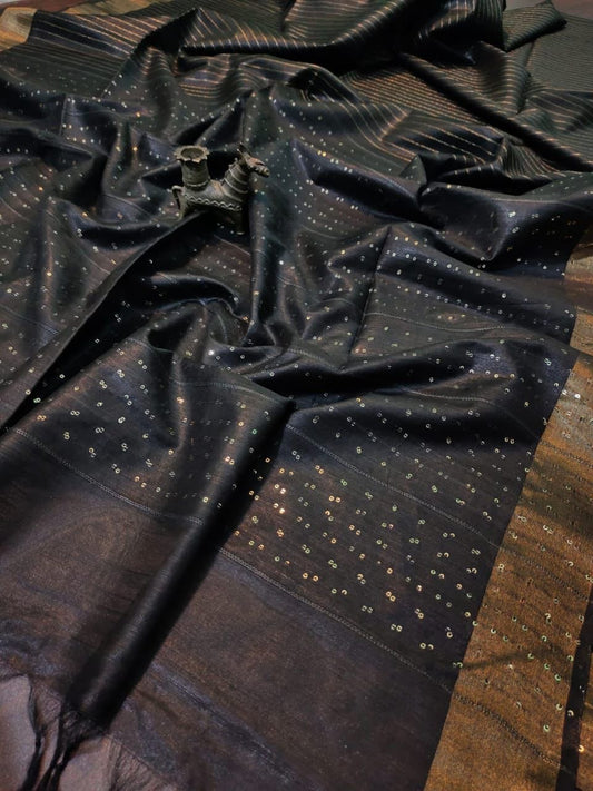 Silk Cotton - Sequin Work - Black